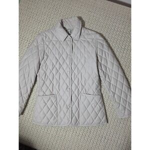 Brooks Brothers Quilted Jacket Womens 4 Beige Excellent Snap Diamond Stitched